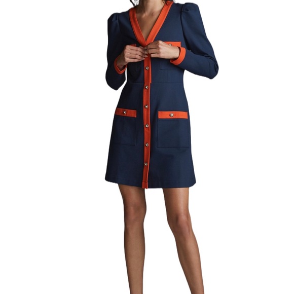 Maeve Dresses & Skirts - 📘MAEVE DRESS BLAZER XL NAVY AND ORANGE RED TRIM BUTTONS POCKETS📘